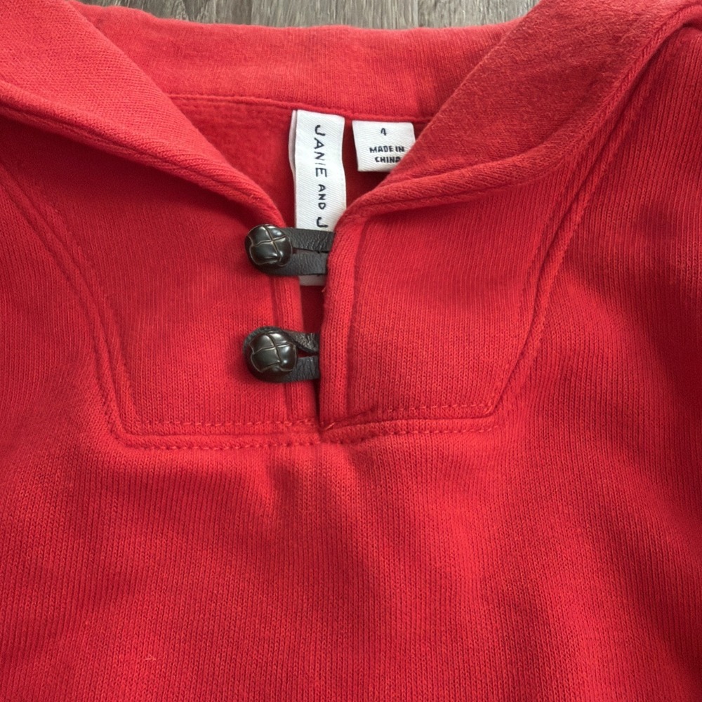 Janie And Jack Boys Sweatshirt Cozy Shawl Collar Pullover Holiday Red Size 4 - Picture 3 of 7